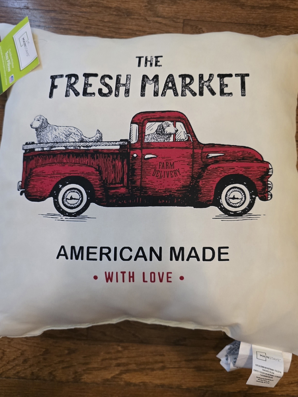 The Fresh Market Red Farm Truck Decorative Pillow by